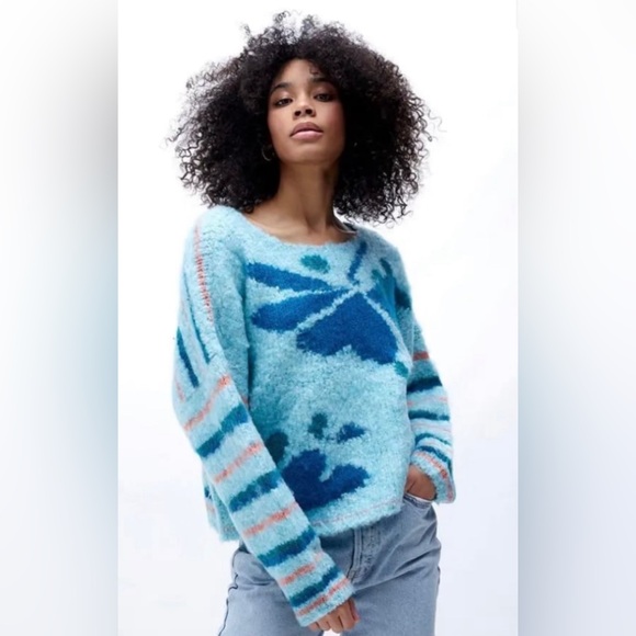 Free People Sweaters - Free People Lily Pullover Sweater in Mosaic Sky Combo Size S NWT
